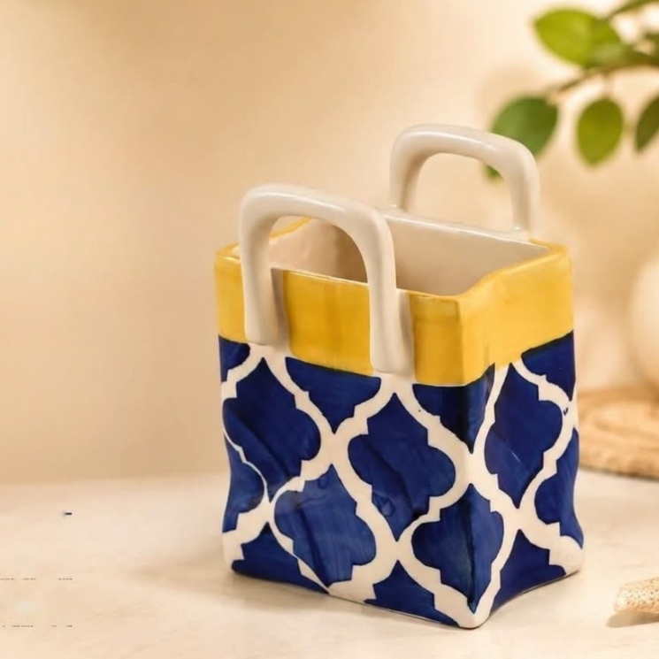 ArielMC Artisanal Ceramic Tote Cutlery & Utensil Holder