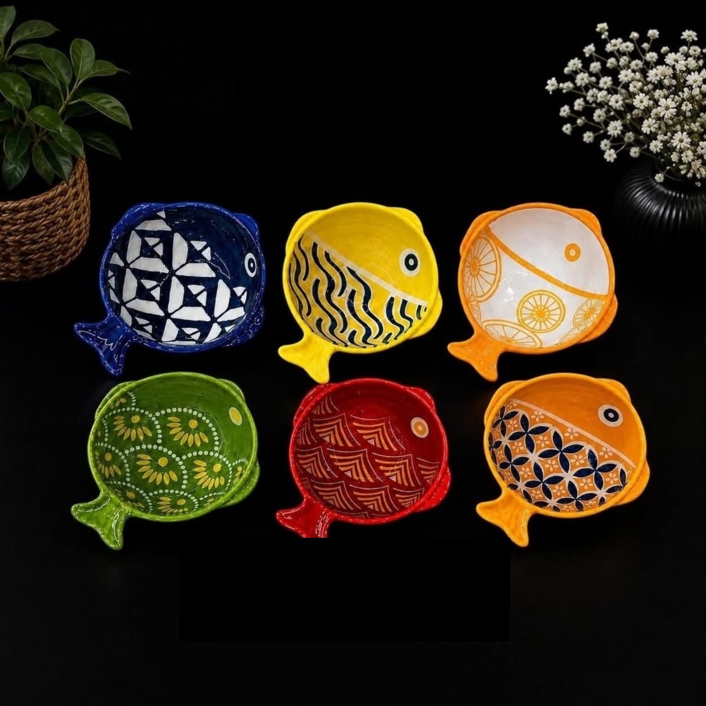 ArielMC Artisanal Vitrified Porcelain Dessert Bowl Set (6 Pcs)