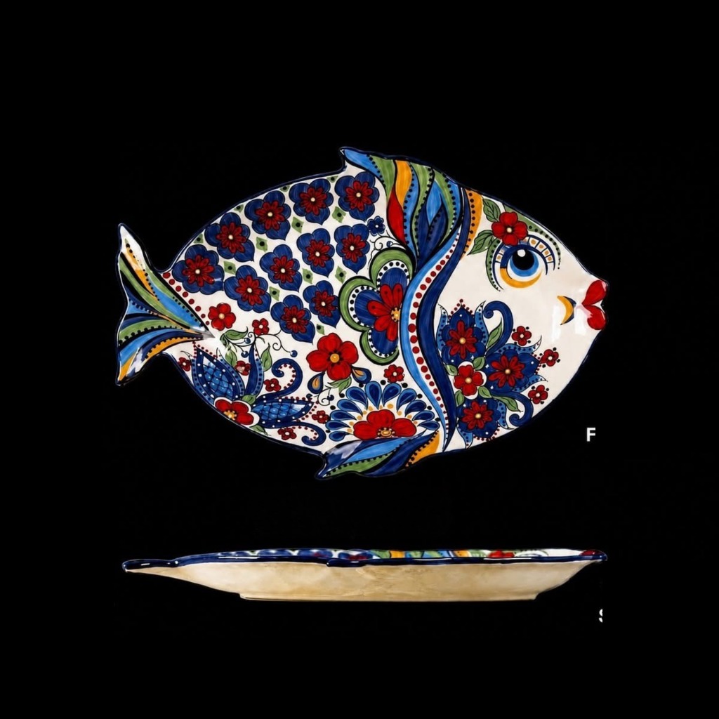 ArielMC Grand Imperial Hand-Painted Fish Banquet Platter (48 cm)