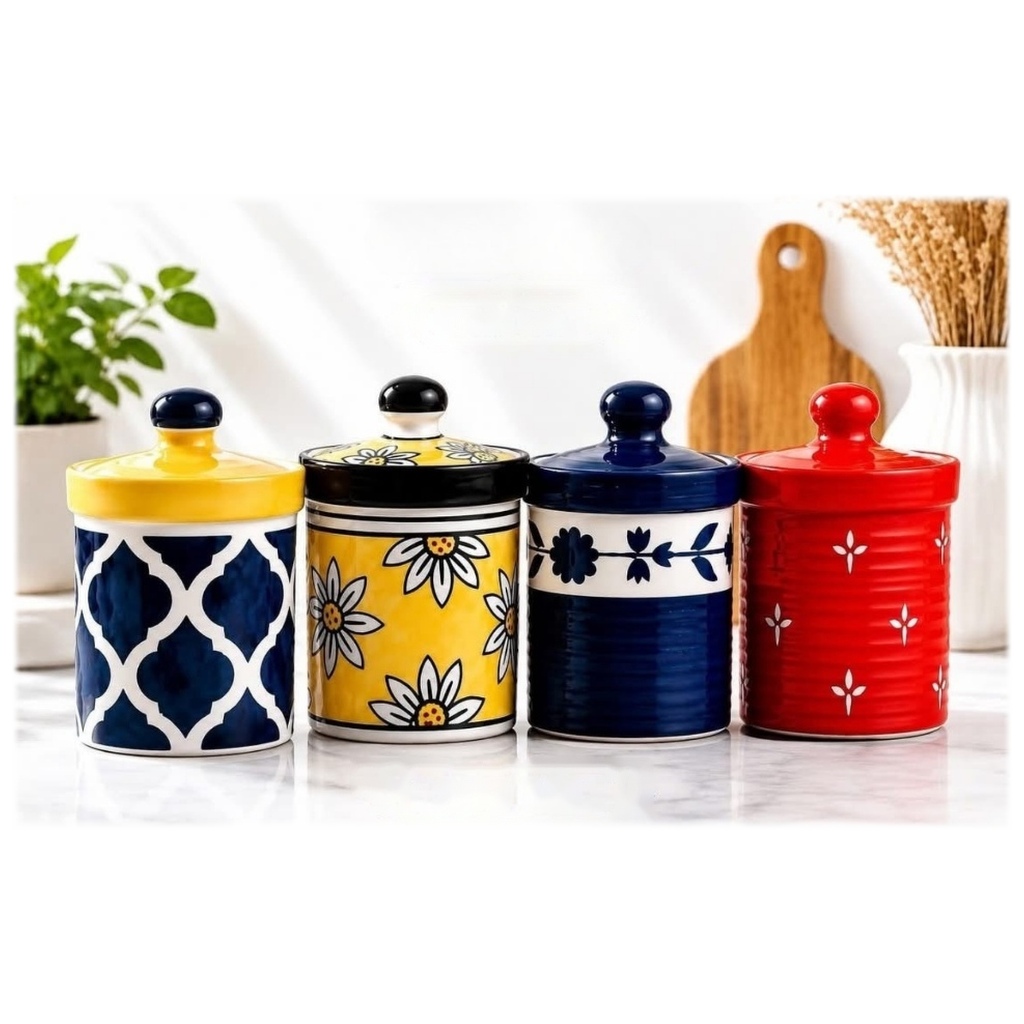 ArielMC Artisanal Ceramic Spice & Condiment Canister Suite (350 ml)