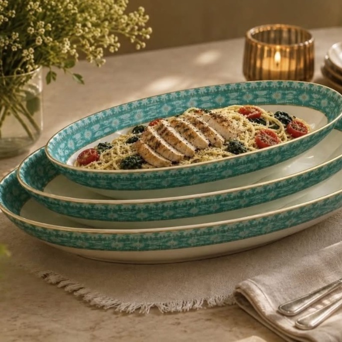 ArielMC Artisanal Porcelain Oval Serving Set (3-Piece Suite)