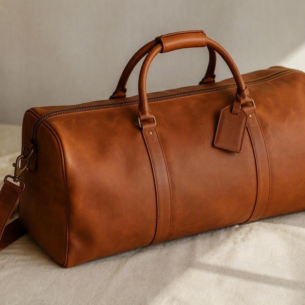 ArielMC Full-Grain Leather Weekender Duffel