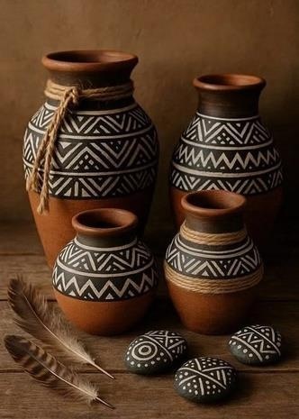 ArielMC Studio Hand-Painted Botanical Ceramic Vase